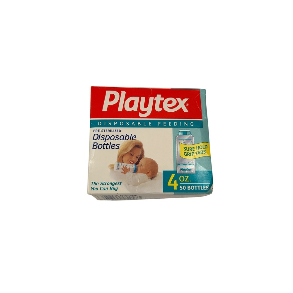 Playtex Disposable Feeding Bottles 4oz 50ct Clear Pre-Sterilized Liners Kids